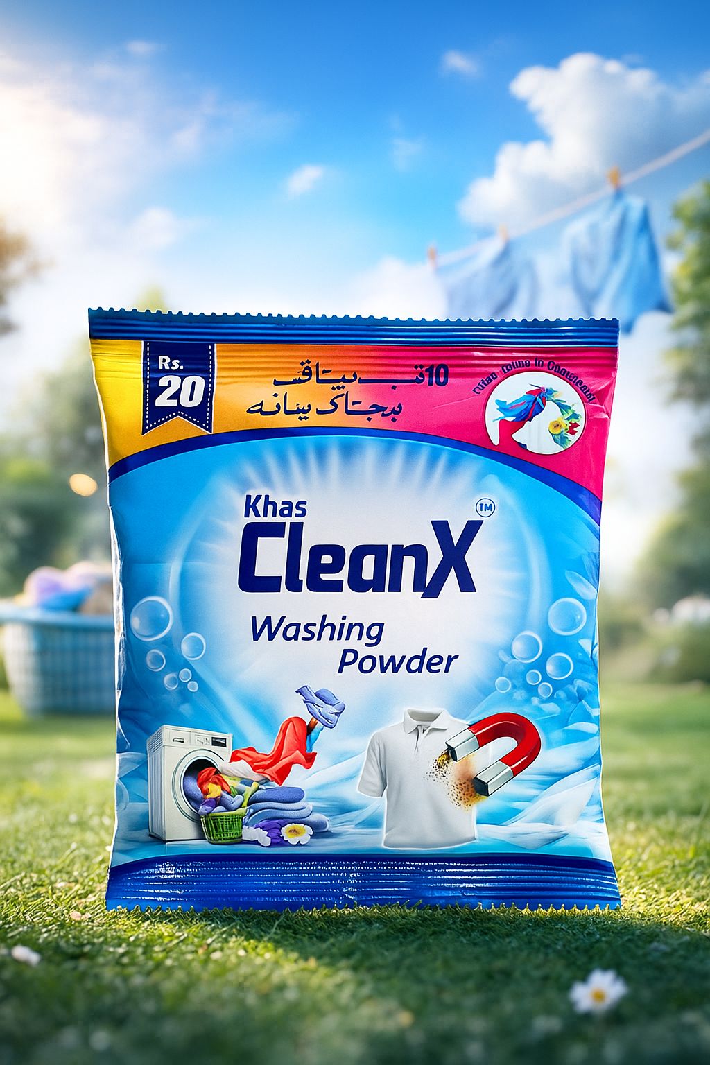 Khas Cleanx  Washing Powder – 20 Rs Sachet (Resale & Rebranding Friendly) 40 Gram packet