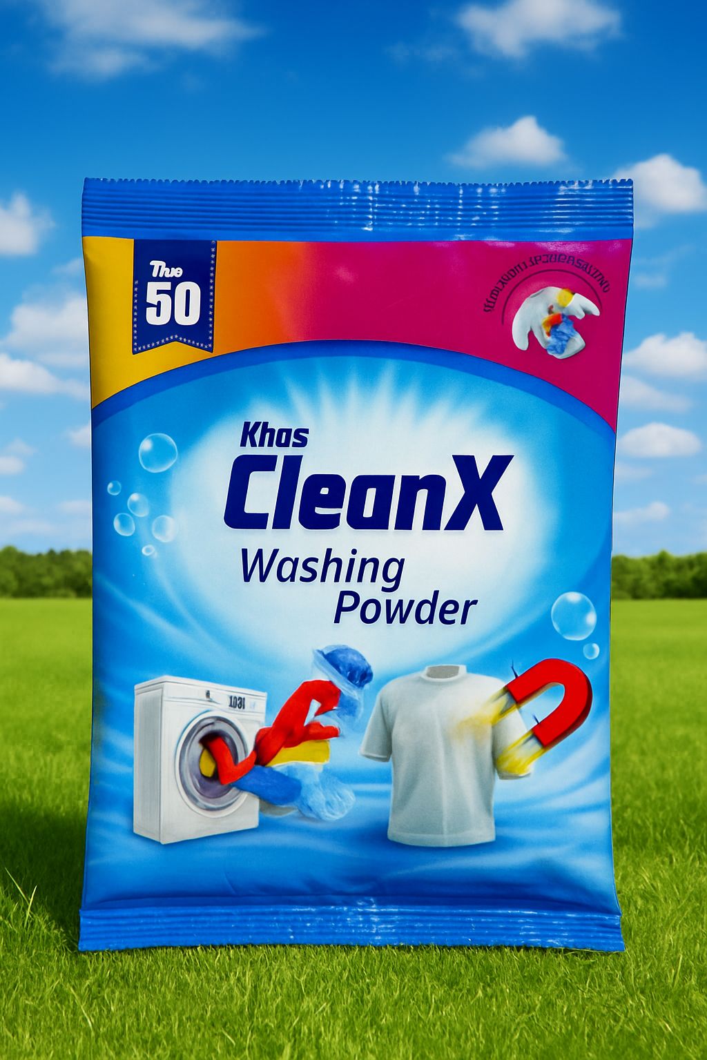 Khas Cleanx  Washing Powder – 50 Rs Pack (For Resellers & Shopkeepers) 115 Gram packet