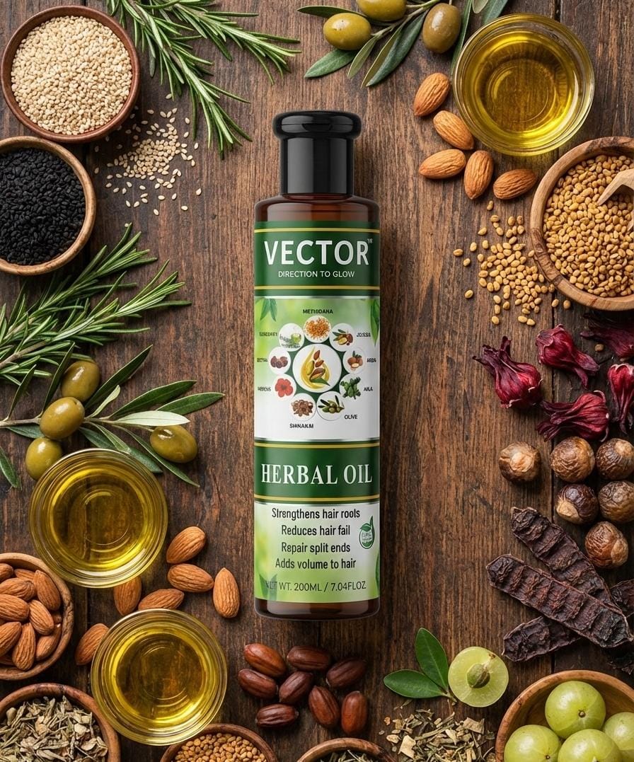 Vector Herbal Hair Oil – Amla, Almond, Argan & Clove for Strong, Healthy Hair || Wholesale Available  200 ml Bottle